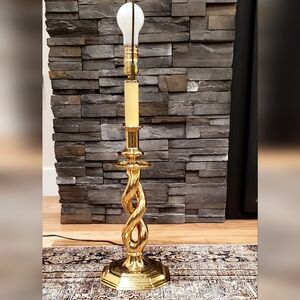Berman Substantial Cast Brass Twist Detail Table Lamp, Vintage, 22", EUC